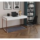 Mesa de Escritório Industrial Malta Branca 137x53cm Base Cobre com 1 Cadeira Preta Eames Eiffel Made