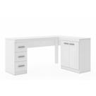 Mesa de Escritório MSM446 c/ 2 Portas e 3 Gavetas Branco - Movelbento