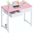 Mesa de Escritório Pamray 80 cm Rosa Pequena com 2 Gavetas