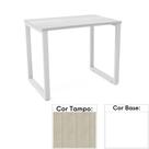 Mesa de Escritório Pé Tubular PE25 em MDP 90 x 45 cm Cor Nogueira CasaBlanca e Base Branca