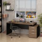 Mesa de Escritório Pedestal Retangular em Office 3 Gavetas 190cm Nogal Mesa de Escritório Pedestal Retangular em Office 3 Gavetas 190cm Nogal