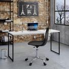 Mesa de Escritório Studio 150cm Industrial Branco Chess E Preto