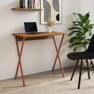 Mesa de Escritório X 80x46 para Trabalho e Estudo com Base em Ferro - Ferro Cobre Tampo Amêndoa