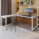 Mesa de Escritóro em L Presidente Yon 190cm Est.Branca