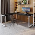 Mesa de Escritóro em L Presidente Yon 190cm Est.Branca
