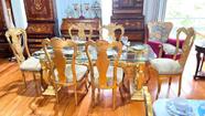 Mesa De Jantar 06 Cadeiras Classica Folhado A Ouro Entalhes Mesa De Jantar 06 Cadeiras Classica Folhado A Ouro Entalhes