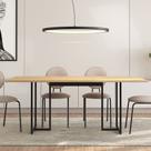 Mesa de Jantar 06 Lugares Lina 180 Cm Natural Base Metálica Industrial Preto M05 - D'Rossi