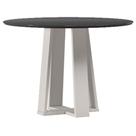 Mesa De Jantar 100x100 Cm Isabela Com Vidro Off White Preto New Ceval