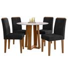Mesa de jantar 100x100cm Isabela com Vidro Ype Off White e 4 Cadeiras Amanda Ype Veludo Preto New Ceval Mesa de jantar 100x100cm Isabela com Vidro Ype Off White e 4 Cadeiras Amanda Ype Veludo Preto New Ceval
