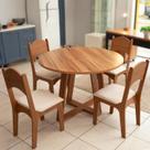 Mesa de Jantar 1,10m x 1,10m Redonda para Sala de Jantar com 4 Cadeiras Dalla Costa 100% MDF