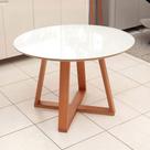 Mesa de Jantar 115cm Tampo em Vidro e Base Madeira Natural Mesa de Jantar 115cm Tampo em Vidro e Base Madeira Natural