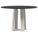 Mesa de Jantar 120 cm Isabela com Vidro Off White Preto New Ceval