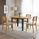 Mesa de Jantar 1,22m a 1,59m Extensível com 4 Cadeiras c/ Assento Estofado 100% MDF