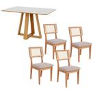 Mesa de Jantar 135cm c/ 4 Cadeiras Estofadas Dalla Costa MDF