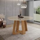 Mesa de Jantar 140cm Redonda 6 Lugares com Vidro Lins Henn