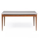 Mesa de Jantar 160cm com Base de Madeira Natural e Tampo de Vidro Addar Branco/Off White Fosco/Marrom Mesa de Jantar 160cm com Base de Madeira Natural e Tampo de Vidro Addar Branco/Off White Fosco/Marrom