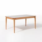 Mesa de Jantar 160cm Tampo Laminado com Vidro Verona Bege/Verniz Mel/Off White