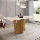 Mesa de Jantar 160x90cm Tampo MDF Canto Reto Vértice