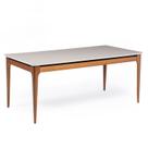 Mesa de Jantar 180cm com Base de Madeira Natural e Tampo de Vidro Addar