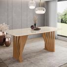 Mesa de Jantar 180cm Retangular 6 Lugares com Vidro Canto Arredondado Adriana Henn
