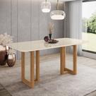 Mesa de Jantar 180cm Retangular 6 Lugares com Vidro Canto Arredondado Yara Henn