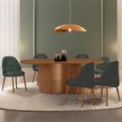 Mesa de Jantar 180cm X 80cm Madeira Tampo Laminado Orgânico com 6 Cadeiras Ester
