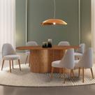 Mesa de Jantar 180cm X 80cm Madeira Tampo Laminado Orgânico com 6 Cadeiras Ester