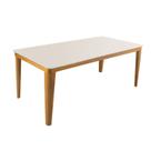 Mesa de Jantar 180cmx90cm Tampo Madeira/Vidro Rubi Slim