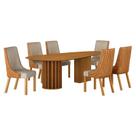 Mesa de Jantar 1,80x1,00m Orgânica Cinamomo com Kit 6 Cadeiras Belle Sintético Terracota e Linho Palha - Leifer