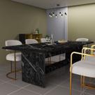 Mesa De Jantar 220cm 8 Lugares Grande Estampa Marmorizada Moderna