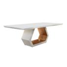 Mesa de Jantar 220x110cm Tampo Madeira/Vidro Sarah