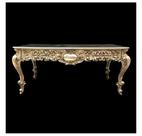 Mesa de Jantar 2M Folha Ouro Rica Entalhes Luxo Luiz XV