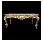 Mesa de Jantar 2M Folha Ouro Rica Entalhes Luxo Luiz XV