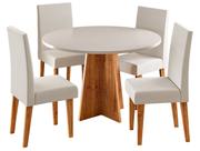 Mesa de Jantar 4 Cadeiras 4 Lugares Redonda Mel Blonde e Marfim Viero Móveis Vilage