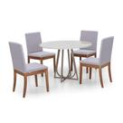 Mesa de Jantar 4 Cadeiras Herval Geneva, Off White/Amêndoa, 110 cm