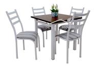 Mesa De Jantar 4 Cadeiras Lisboa Tampo Mdf Aço Cor Branca