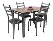 Mesa De Jantar 4 Cadeiras Lisboa Tampo Mdf Aço Cor Craqueado