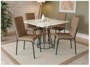 Mesa de Jantar 4 Cadeiras Quadrada Capuccino Crome Topázio