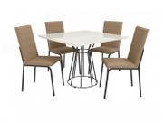 Mesa de Jantar 4 Cadeiras Quadrada Capuccino Crome Topázio