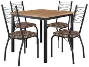 Mesa de Jantar 4 Cadeiras Quadrada Preto Fosco Artefamol Florença