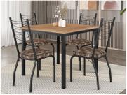 Mesa de Jantar 4 Cadeiras Quadrada Preto Fosco Artefamol Florença