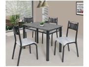 Mesa de Jantar 4 Cadeiras Retangular Aço Tampo Granito Poeme Ciplafe