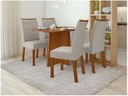 Mesa de Jantar 4 Cadeiras Retangular Frassino Tampo de MDF Celebrare Móveis Lopas Mesa de Jantar 4 Cadeiras Retangular Frassino Tampo de MDF Celebrare Móveis Lopas