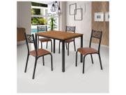 Mesa de Jantar 4 Cadeiras Retangular Freijó e Caramelo Ciplafe Jade Mesa de Jantar 4 Cadeiras Retangular Freijó e Caramelo Ciplafe Jade