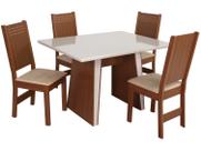 Mesa de Jantar 4 Cadeiras Retangular Naturalle e Off-White Tampo de MDF Verona Móveis São Carlos