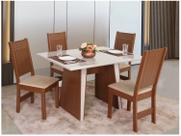 Mesa de Jantar 4 Cadeiras Retangular Naturalle e Off-White Tampo de MDF Verona Móveis São Carlos