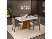 Mesa de Jantar 4 Cadeiras Retangular Off White e Lunar DJ Móveis Siena