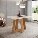 Mesa de Jantar 4 Lugares 1,2m Tampo MDF e Vidro Canto Arredondado Lins Henn