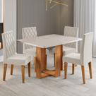 Mesa de Jantar 4 Lugares Afrodite Mel/Blonde/Veludo Pastel - Viero Móveis