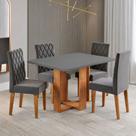 Mesa de Jantar 4 Lugares Afrodite Mel/Cinza/Veludo Cinza - Viero Móveis Mesa de Jantar 4 Lugares Afrodite Mel/Cinza/Veludo Cinza - Viero Móveis